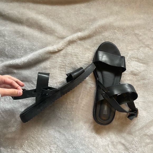 Black Pleather Forever 21 Sandals - Picture 2 of 4